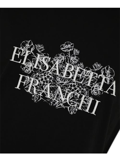 T-SHIRT WITH PRINT AND EMBROIDERY ELISABETTA FRANCHI | MA00351E2110 nero